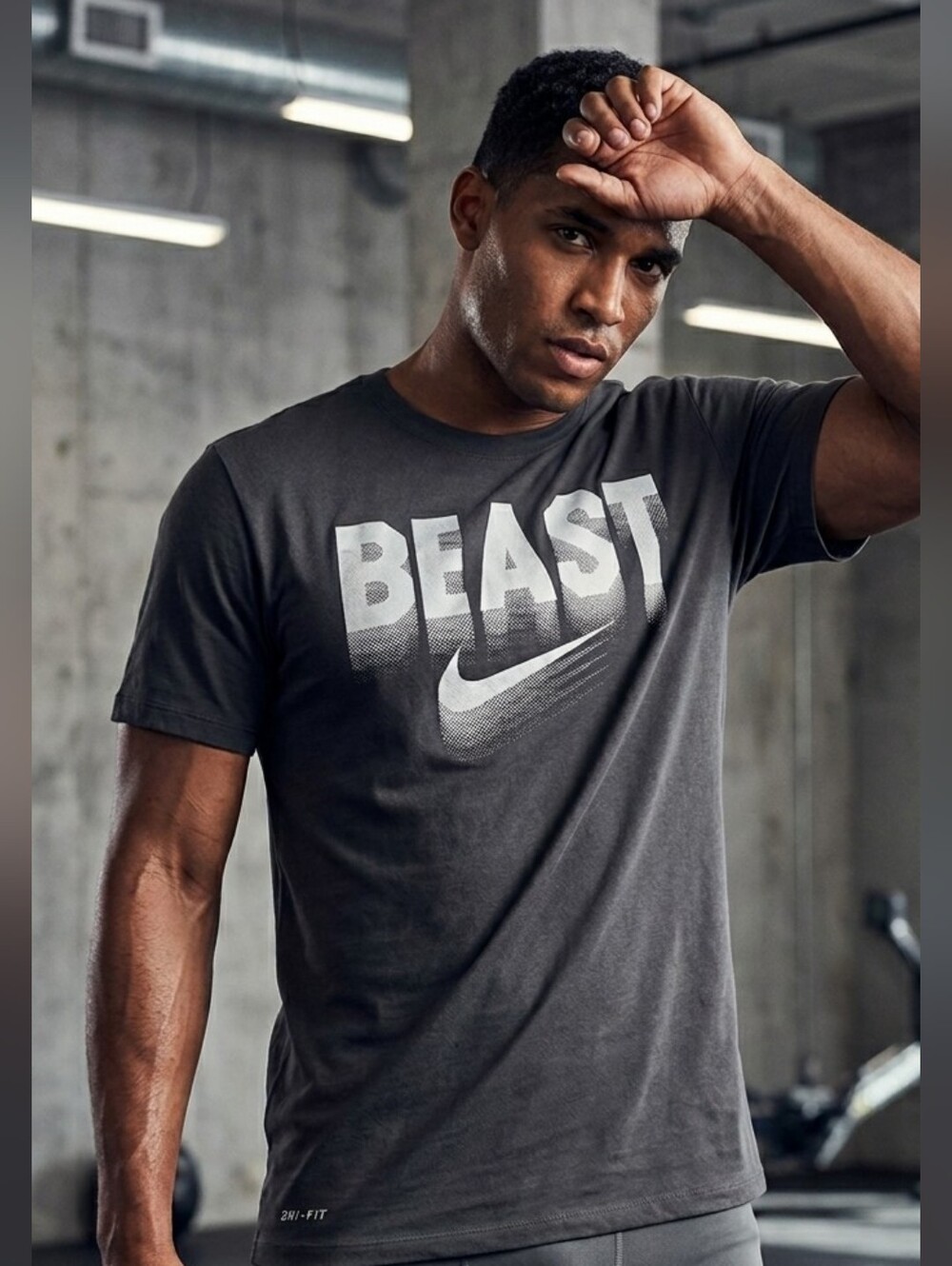 Nike Dri-Fit "BEAST" Gray Graphic Tee Size XL